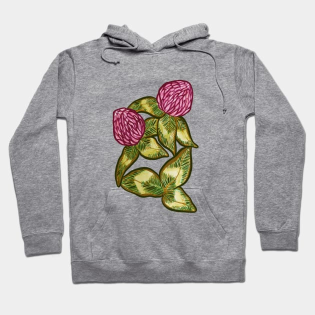 Red Clover Art Hoodie by bubbsnugg